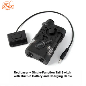 Láser rojo + interruptor de cola de función única con batería integrada y cable de carga